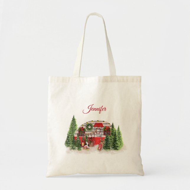 Bolso De Tela  Navidades Trailer Camper Outdoorsy Tema (Frente)