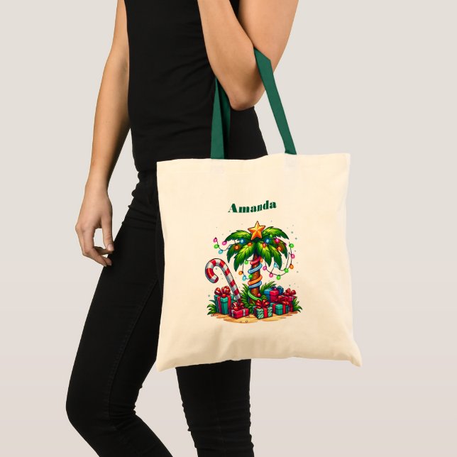 Bolso De Tela Navidades tropicales arbol de palmas de vacaciones (Anverso (producto))