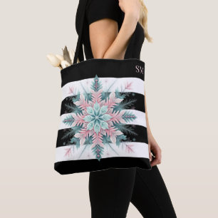 Bolso De Tela Navidades turquesa rosados temática copo de nieve
