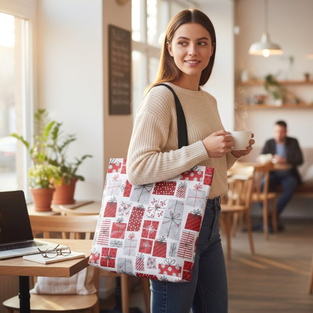 Bolso De Tela Navidades Vacaciones Regalos Modernos de Plata Roj (Subido por el creador)