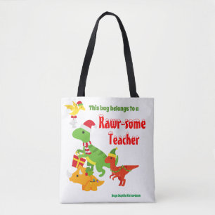 Bolso De Tela Navidades Valoran a los niños dinosaurios