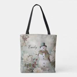 Bolso De Tela Navidades Verdes de Snowman personalizados