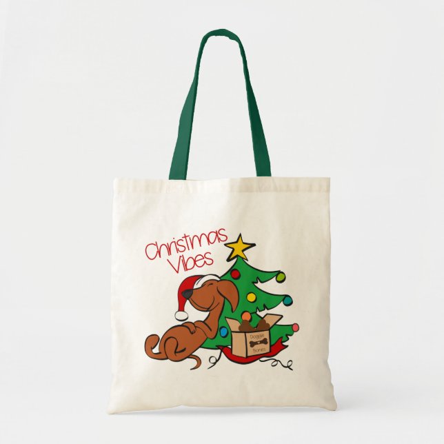 Bolso De Tela Navidades Vibes Dachshund Dog Tote Bag (Frente)
