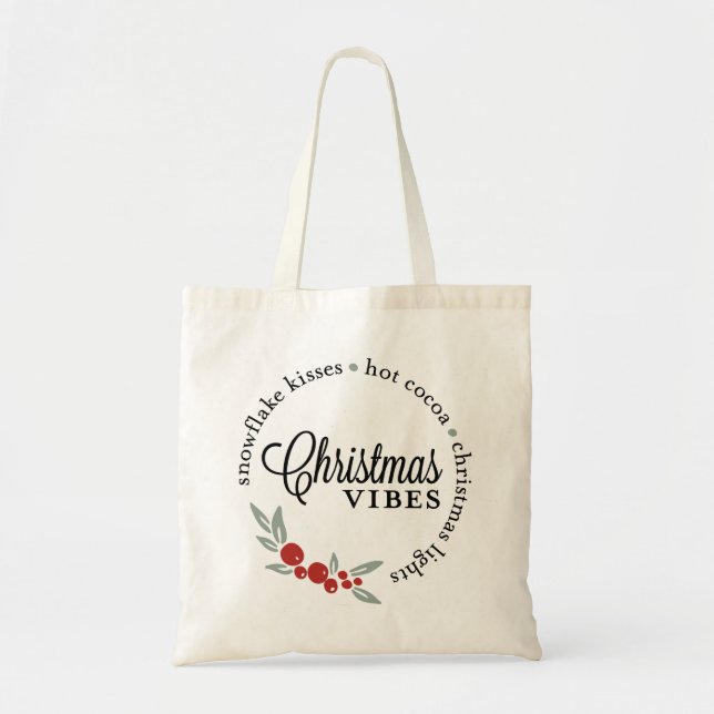 Bolso De Tela Navidades Vibes Wreath (Frente)