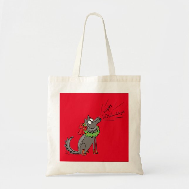 Bolso De Tela Navidades Wolf: Divertidos niños burdos (Frente)