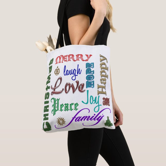 Bolso De Tela Navidades Word Art (Detalle)