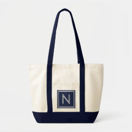 BOLSO DE TELA NAVY BEACY BLUE-CUALQUIER CARTA MONOGRAM