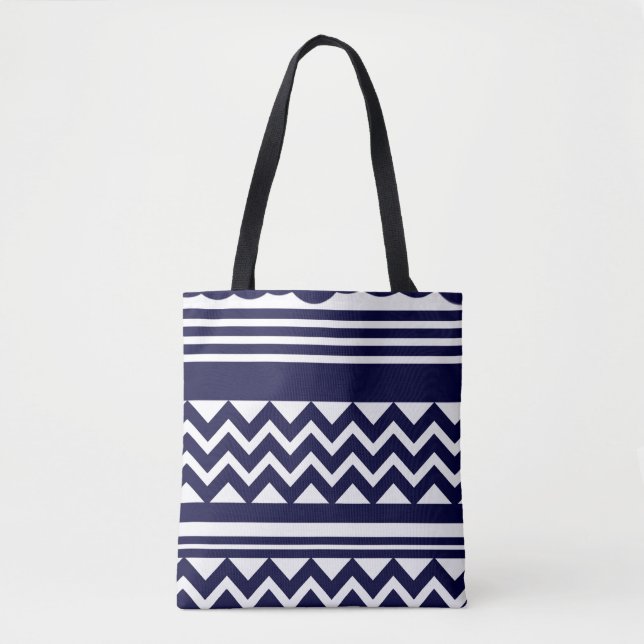 Bolso De Tela Navy Blue Geometric Pattern Tote Bag (Anverso)