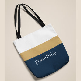 Bolso De Tela Navy Gold White Striped | Afirmación Positiva