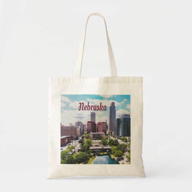Bolso De Tela Nebraska City Skyline Omaha (Frente)