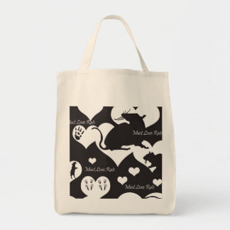 Bolso De Tela Necesidad. Amor. Tote blanco y negro de las ratas