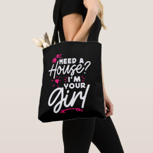 Bolso De Tela Necesito una casa, soy tu Chica, casa de claves in