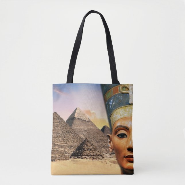 Bolso De Tela Nefertiti Akhenaten y Pyramids (Anverso)