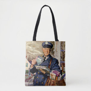 Bolso De Tela Negocio Antiguo, Cartero Entregando Cartas
