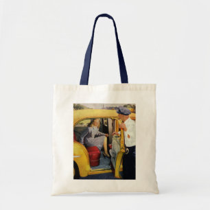 Bolso De Tela Negocio Antiguo, Mujer Pasajera de Taxi