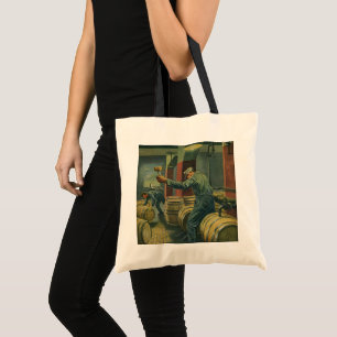 Bolso De Tela Negocio Vintage, Wine Making Corking Wine Barrels