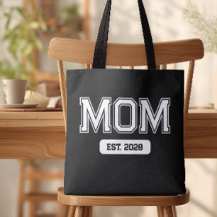 Bolso De Tela Negra Fecha Personalizada Nueva Mamá
