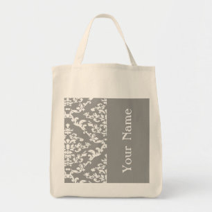 Bolso De Tela Negrita gris Damasco con nombre @ Emporiomoffa