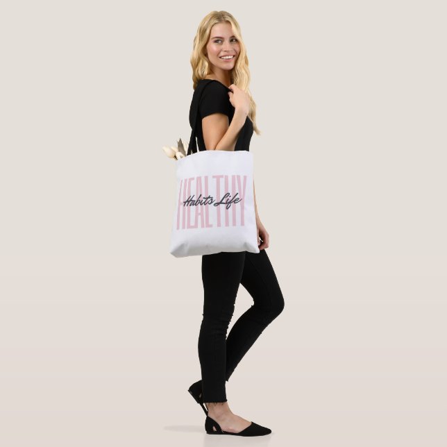Bolso De Tela Negrita rosa Hábitos Saludables Tote de vida Hombr (Puesto)