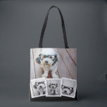 Bolso De Tela Negro blanco de moda 4 Collages de fotos<br><div class="desc">Utiliza cuatro fotos cuadradas para crear un regalo único y personal. O puedes mantener al cachorro hipster y hacer un keepsake de moda. Si necesita ajustar las imágenes,  haga clic en la herramienta personalizar para realizar cambios.</div>
