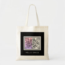 Negro Blanco Minimalista Hola Grace Tote Bag