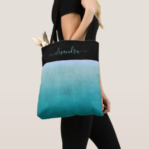 Bolso De Tela Negro blanco verde azulado oscuro personalizado