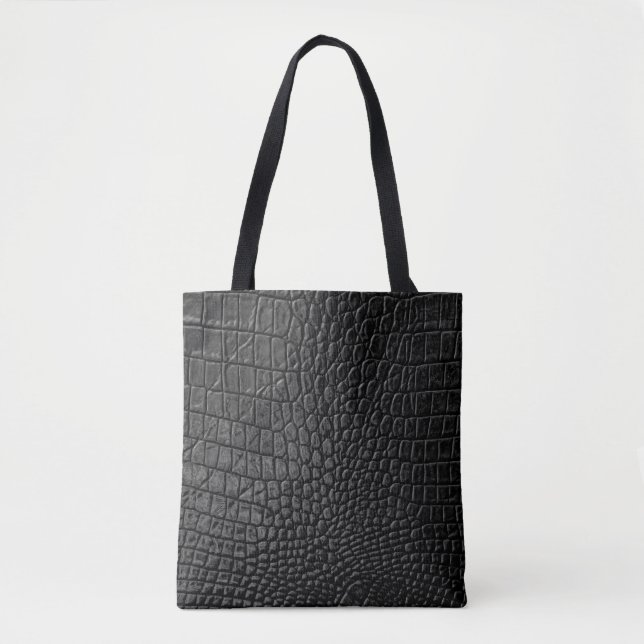 Bolso De Tela Negro brillante: Elegancia de textura de cuero (Anverso)
