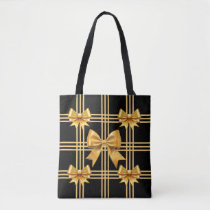 Bolso De Tela Negro con arcos de coqueta de oro revestido