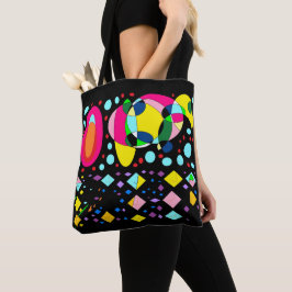 Bolso De Tela Negro con globos y diamantes en colores mixtos