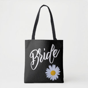 Bolso De Tela Negro con Novia Blanca