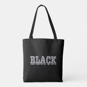 Bolso De Tela Negro Con Texto Gris Sobre Color Sólido Negro