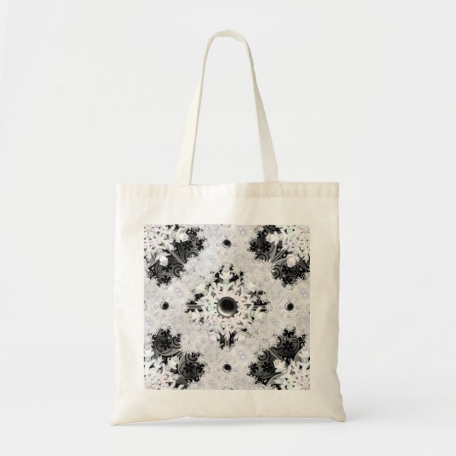 Bolso De Tela Negro de encaje cerámico y copo de nieve (Frente)