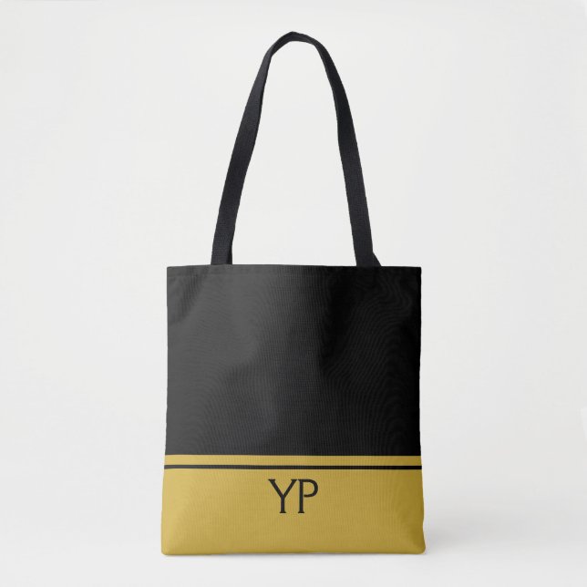 Bolso De Tela Negro de encargo y oro del monograma (Anverso)