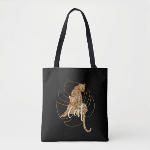 Bolso De Tela Negro de gato leopardo