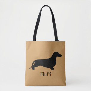 Bolso De Tela Negro de la silueta del Dachshund + sus ideas