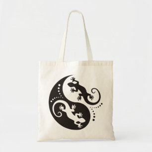 Bolso De Tela Negro de los Geckos de YIN y de YANG + su fondo y