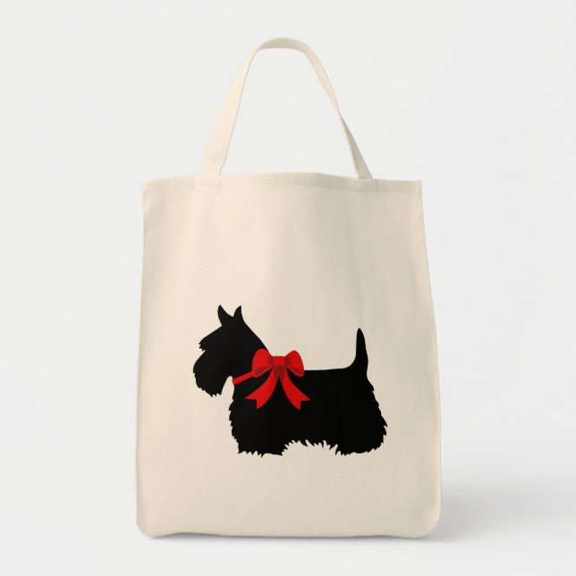 Bolso De Tela Negro de Terrier del escocés, trenza cletic, (Frente)