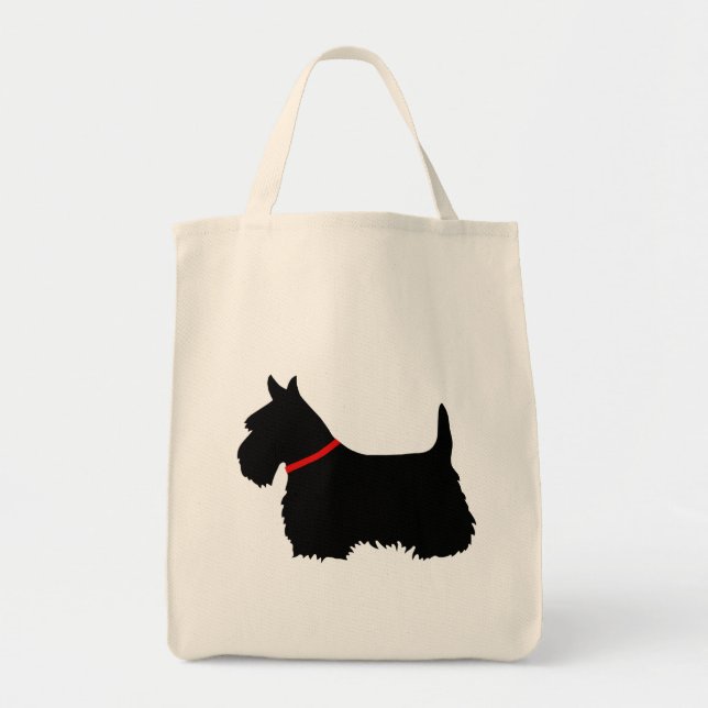 Bolso De Tela Negro de Terrier del escocés, trenza cletic, (Frente)