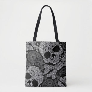 Bolso De Tela Negro del cráneo de Paisley