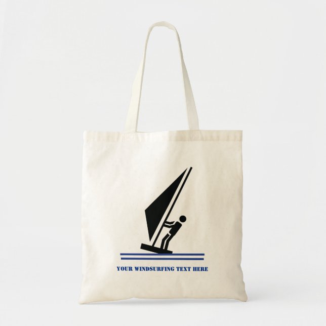 Bolso De Tela Negro del Windsurfer a bordo, personalizado (Frente)