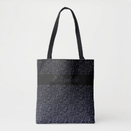 Bolso De Tela Negro elegante | Purpurina Gris Girly Personalizad