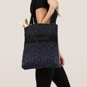 Bolso De Tela Negro elegante Purpurina Gris Personalizado