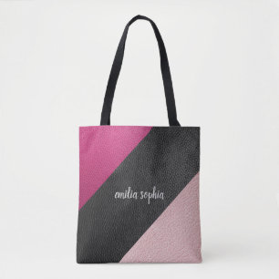 Bolso De Tela Negro, fucsia y rosa personalizado