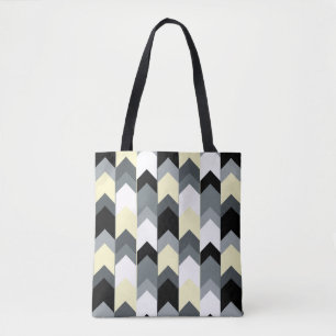 Bolso De Tela Negro, gris, chevron amarillo