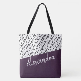 Bolso De Tela Negro morado blanco moderno personalizado