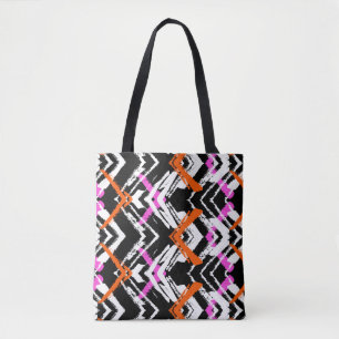 Bolso De Tela Negro, naranja, y modelo dibujado mano de la