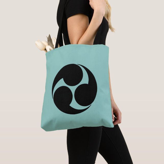 Bolso De Tela Negro oriental Verde azulado Kobayakawa Japón Mon  (Detalle)