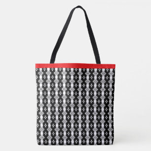Bolso De Tela Negro Rojo y Blanco