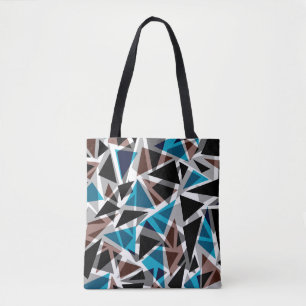 Bolso De Tela Negro y azul, poligonal, abstracto, geométrico