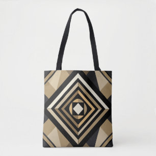 Bolso De Tela Negro Y Beige
